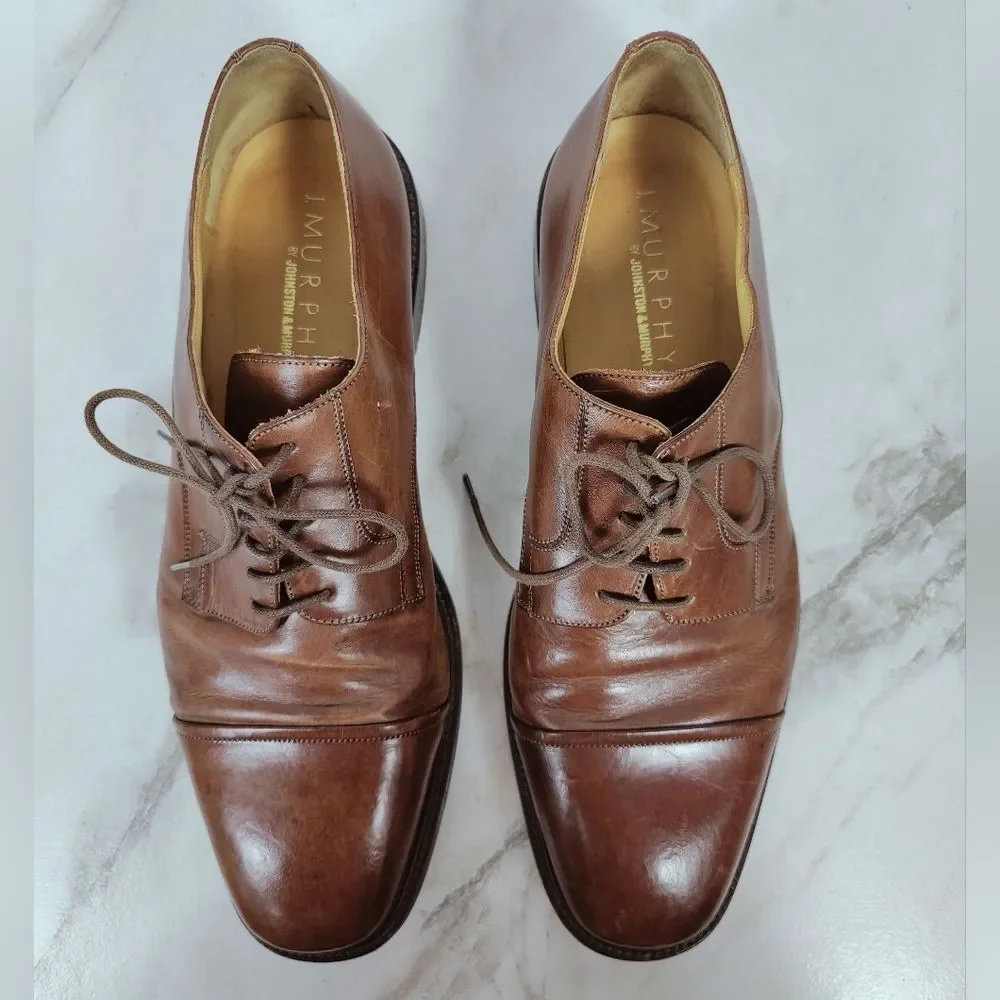 Johnston & Murphy 1Murphy Brown Leather Cap Toe Oxford Dress Shoes, 12